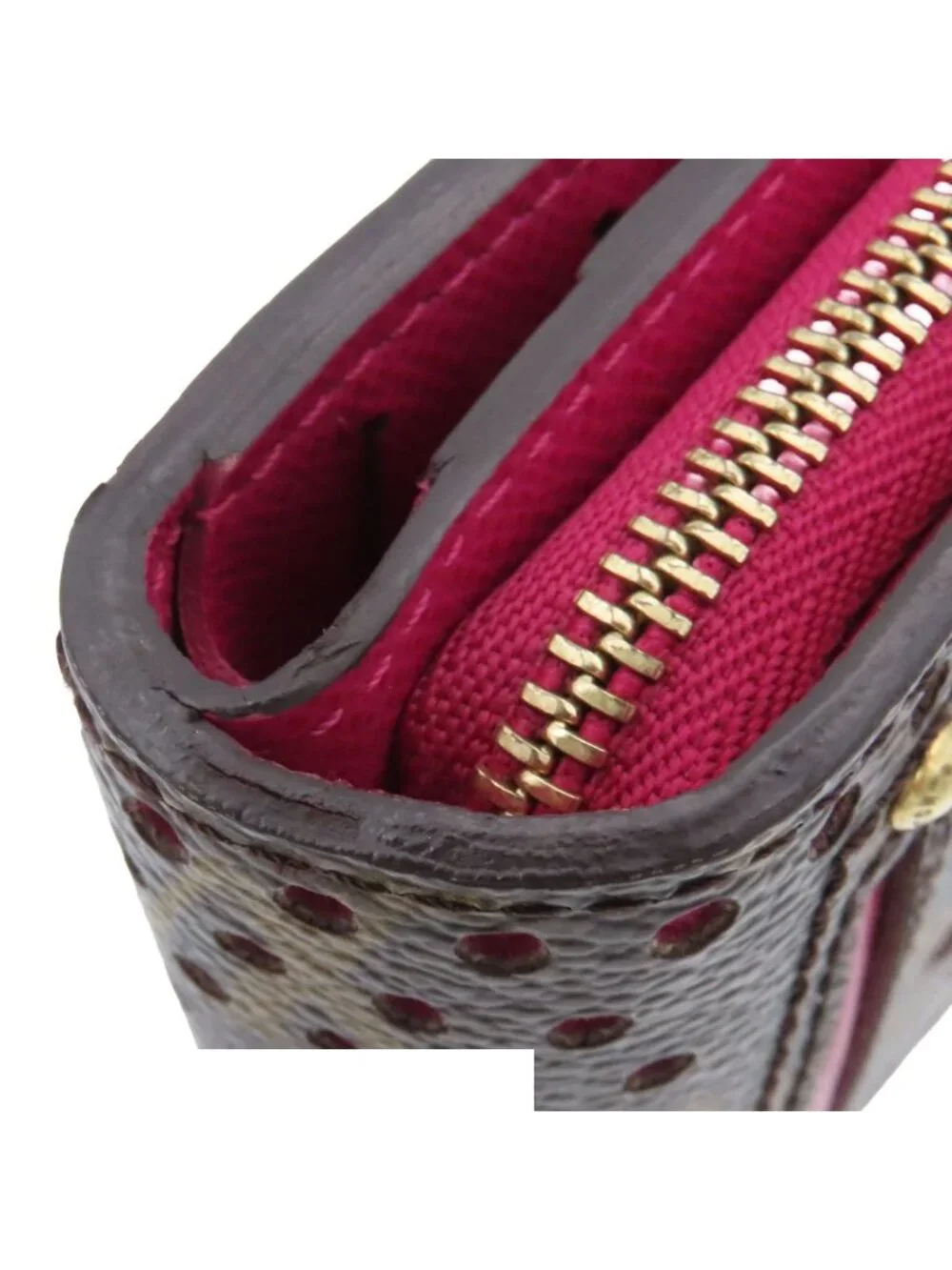 Louis Vuitton Compact Zip Bifold Wallet Brown Magenta Monogram Perfo